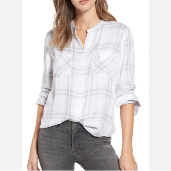Rails Allison Silver Plaid Shirt‎ Size Large - Picture 1 of 16
